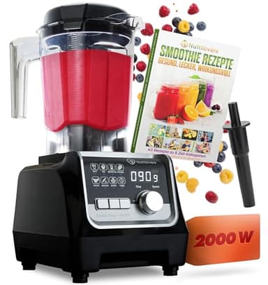 NUTRI-BLENDER MAX+ frullatore ad alte prestazioni 2000 W, frullatore frullato ad alte prestazioni, frullatore professionale – 2 l, Tritan, senza BPA, 9 livelli, timer digitale con libro di ricette