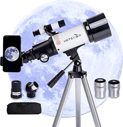 HETEKAN Telescopio Astronomico Professionale, Telescopio per Adulti Bambini Principianti, 70/400mm (16x-120x) Telescopio Rifrattore con Treppiede, Cercatore e Adattatore per Telefono