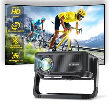 Proiettore portatile con rotazione a 360° Staccabile Auto Keystone 20000L 1080P HD 4K Supporto ONOAYO Mini Proiettore WiFi6 BT5.2, Zoom Fcous remoto Home Cinema per iOS/Android