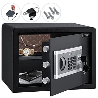 KESSER® Cassaforte elettr. | Incl. box batteria | Cassaforte elettronica | 3x doppio cilindro di bloccaggio | Cassaforte a muro a pavimento | Cassaforte a mobile | Illuminazione interna, M
