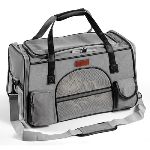 MyHiPet Trasportino per Gatti e Cani Grande in Oxford 300D - Trasportino per cani Auto Ideale anche per Viaggi Aerei - Misura 48x28x30 cm (Grigio)