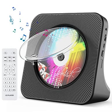 Lettore CD Portatile con Bluetooth, Gueray Lettori CD da Tavolo per la Casa Bulit-in Doppi Altoparlanti HiFi AUX&Headphone Jack FM Radio Boombox con Telecomando, Porta USB, Display LCD (Nero)