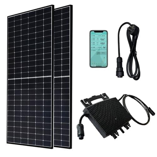 MAPLES KIT PANNELLO SOLARE DA BALCONE FOTOVOLTAICO plug&play 800w IMPIANTO COMPLETO INVERTER E 2 PANNELLI - DCU HERF INCLUSA - 830W POTENZA PANNELLI BLACK