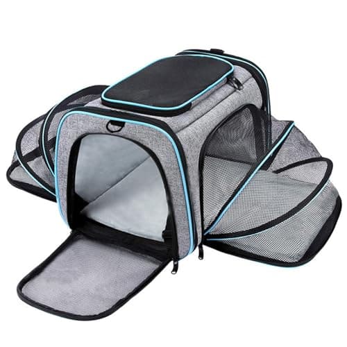MIZAZBOX Trasportino espandibile per animali domestici, approvato dalla compagnia aerea, trasportino zaino per cani, gatti, cuccioli, adatti ai viaggi con comodo letto in pile
