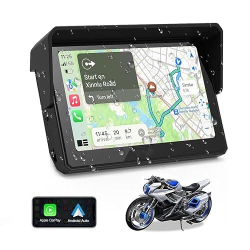 CARabc 5 Pollici Moto Touch Screen CarPlay Navigatore GPS Portatile Wireless CarPlay e Android Auto IPx7 Antifurto Impermeabile Supporto Siri/Google Assistant.