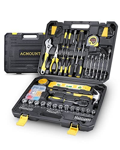 Cassetta Attrezzi Completa, ACMOUNT Valigetta Attrezzi 140 Pezzi, con Set Cacciavite Chiavi a Cricchetto Pinze, Set Attrezzi da Lavoro-Fai da te Portatile per Riparazioni Quotidiane di Casa Ufficio