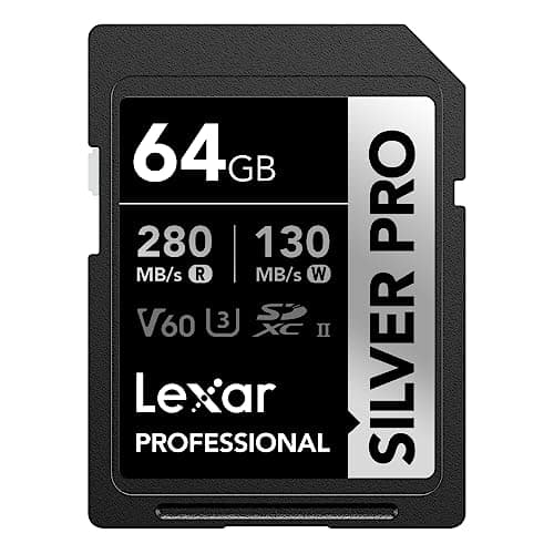 Lexar Silver Pro SD Scheda SD 64GB, Scheda di memoria UHS-II, V60, U3, C10, Scheda SDXC, Fino a 280 MB/s di lettura, per Fotografi Professionisti, Videografi, Appassionati (LSDSIPR064G-BNNAA)