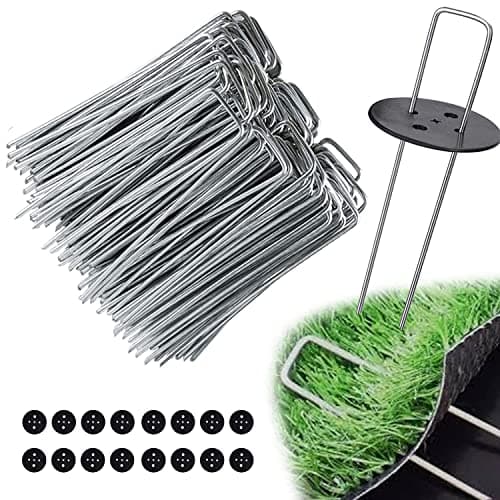 Ediesi, Picchetti Giardino, Telo Pacciamatura, 100 Unità + 16 Rondelle, 150x30x3mm, Da Campeggio, Tenda, in Acciaio, Erba Artificiale, Fissaggio per Campeggio (100)