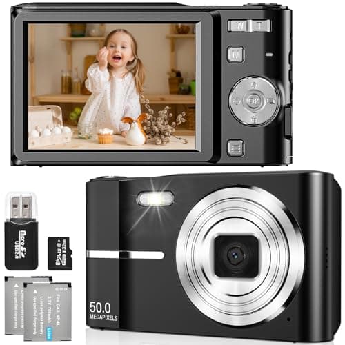 FAYIBUY Macchina Fotografica Digitale 50MP 1080P FHD Fotocamera Digitale con Zoom Digitale 16X Ricaricabile Macchina Digitale Compatta con Scheda da 32GB per Bambini Studenti Principianti
