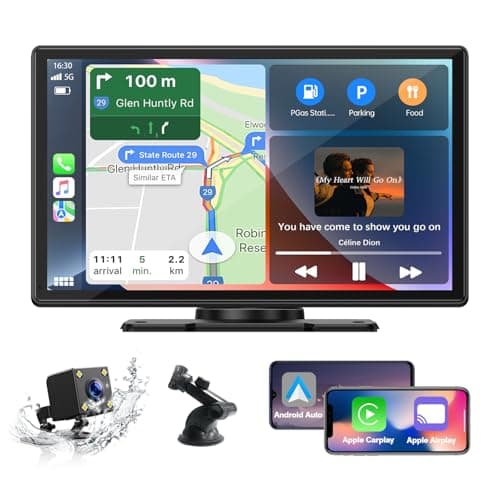 EYETOO Senza Fili Autoradio, Wireless Carplay & Android Auto Portatile Autoradio e Telecamera Posteriore, 9 Pollici Stereo Auto HD Touch Screen per Auto, Bluetooth 5.0/GPS/FM/Siri/AUX/Airplay