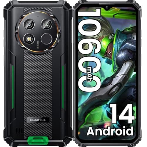 OUKITEL WP28E Rugged Smartphone 2025 Android 14-10600mAh Telefono Indistruttibile, 16GB+64B/1TB Rugged Phone, 6.52" HD Celluare Antiurto, 13MP Cellulare Impermeabile, 4G Dual SIM/GPS/OTG/NFC, Verde