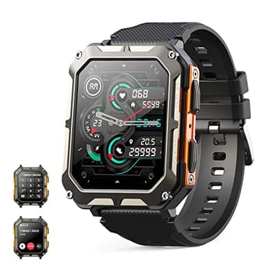 Smartwatch Uomo Militare con Effettua/Risponde Chiamate , 1.81" all'aperto Orologio Fitness Tracker IP68 con 123 Modalità Sport, Sonno/Notifiche WhatsApp, Smart Watch Compatibile con iOS Android