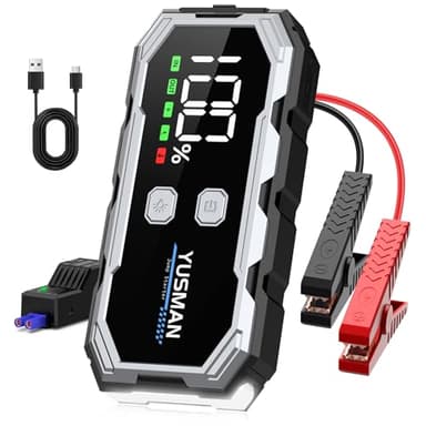 YUSMAN Booster Avviamento Auto - 3000A avviatore emergenza per auto(7.0L Gas or 5L Diesel), Portatile Avviatore Batteria Auto, Starter Batteria Auto con LED/LCD, booster avviamento auto professionale