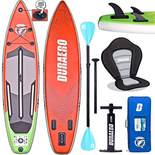 Tavola SUP Gonfiabile Tavola Stand Up Paddle Tavola da Surf Premium con Sedile Kayak, Supporto per Telecamera, Doppia Paddle e Set Completo di Accessori, 330x76x15cm, Fino a 150kg, Rosso