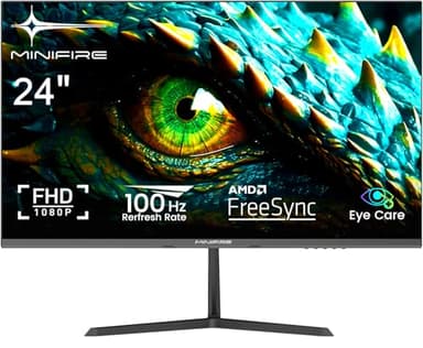 Minifire 24 pollici, IPS, 100 Hz, FHD, Adaptive-Sync, con porte HDMI Type-C, modalità Low Blue Light & Flickerless, angolo di visione di 178°, Monitor da scrivania (MF24X3AL HDMI/Type-C Kable incluso)