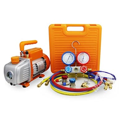 BACOENG Pompa del Vuoto per Condizionatori con Kit Manometri Condizionatori, Kit Ricarica Aria Condizionata Auto Ideale per R134A R410A R407C R32 Refrigeranti, Kit Pompa Vuoto per HVAC/Auto AC