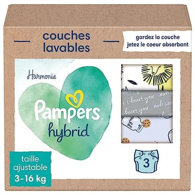 Pampers - Pannolini lavabili Harmony Hybrid per neonati, pannolini lavabili in confezione da 3-1 pezzo