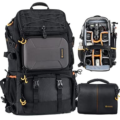 TARION Pro PB-01 Zaino Fotografico Grande e Borsa a Tracolla per Fotocamera per Obiettivi Treppiede Laptop 15.6" Zaino Fotocamera Reflex Grande Capacità Viaggio Trekking Camping