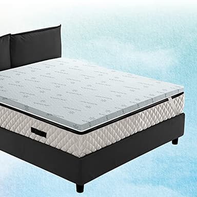 GEEMMA s.r.l. Tessuto rinfrescante per TOPPER materasso. Protezione cover per materassino Alto 6 cm, TESSUTO FRESCO COOLER sfoderabile e anallergico - FEDERA COOLER matrimoniale 170x195