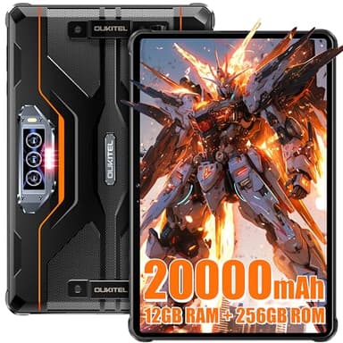 OUKITEL RT8 Rugged Tablet 11 Pollici FHD+, 20000mAh Batteria, Processore Helio G99, 12GB+256GB (TF 1TB) Tablet Robust, 48MP+32MP Camera Android 13 Tablet, IP68/IP69K Impermeabile OTG/GPS/NFC/Arancia