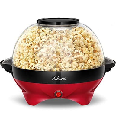 Yabano Macchina Popcorn, 5L Macchina per Pop Corn con Rivestimento con Antiaderente, Staccabile, Impugnature Fredde, 800 W, Senza BPA, Rosso