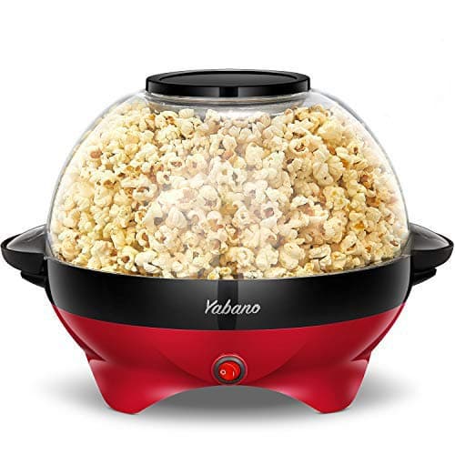 Yabano Macchina Popcorn, 5L Macchina per Pop Corn con Rivestimento con Antiaderente, Staccabile, Impugnature Fredde, 800 W, Senza BPA, Rosso