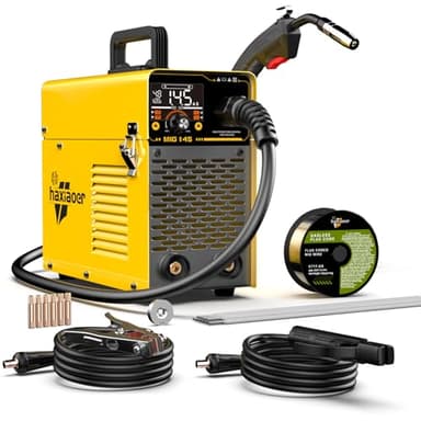 haxiaoer 2024 Nuovo 145A Saldatrice a Filo Continuo No Gas 2 in 1 Saldatrice MIG Semi-automatica Sinergica con Smart Digital LED Dispaly, Vieni Saldatura Rods fili di flusso