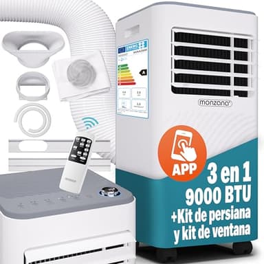 Monzana® Condizionatore d´Aria Mobile 3in1 Tubo Scarico 9000BTU 1000W Alexa Telecomando Deumidificatore Climatizzatore