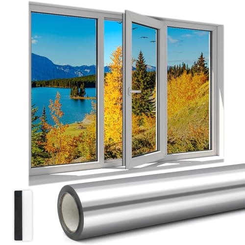 ZOCONE 400 * 40cm Pellicola Specchio per Vetri Finestre Argento, Pellicola Anti UV Isolamento Termico Pellicola Adesiva per Vetri Finestre a Specchio Pellicola Oscurante Vetri (Argento-400 * 40cm)