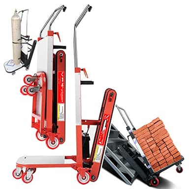JUNIPI Montascale Elettrico - Carrello per Sacchi, con Manico Telescopico, Scale su/Giù (80 Piani), capacità di Carico 300 kg (24 V 26 Ah), Carrello Elettrico per Sacchi,Red