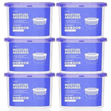 CLEVAST 6 Pezzi Deumidificatore casa muffa, Assorbitore di Umidità per Ambienti, Neutralizzatore di Odori, Deumidificatore per Cucina, Armadio, Bagno e Studio