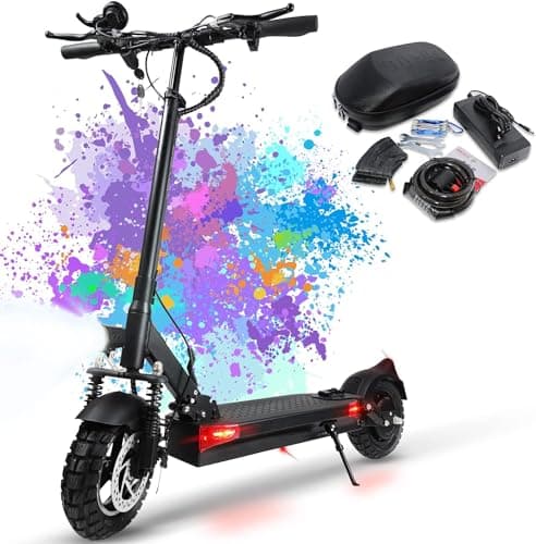 JOYOR Monopattino Elettrico Adulti, 500W Motore 55-75KM 48V 18AH, Carico 120kg, Doppi ammortizzatori e freni a disco anteriori e posteriori ，(azionati a chiave) con indicatori di direzione