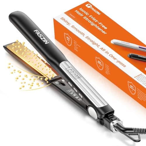 Faszin Piastra lisciante 2 in 1 per capelli arricciatura e lisciatura, riscaldamento rapido 20s, piastra in titanio agli ioni di litio per uno stile liscio, pannello 3D che impedisce la formazione dei