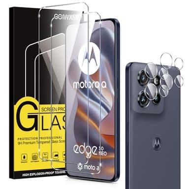 Coiwxmoi 2 Pezzi Vetro Temperato per Motorola Moto Edge 50 Neo Pellicola Protettiva con 2 Protezione Fotocamera Durezza 9H Anti-Graffio Anti-impronte Ultra Trasparente Senza Bolle Vetrino Schermo