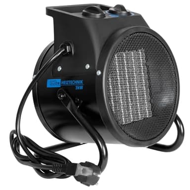 Güde Riscaldatore elettrico GEH 3000 P (3000 W di potenza di riscaldamento, 2 livelli di riscaldamento (2000/3000 W) + funzione ventilatore, 238 m³/h max. potenza del ventilatore, elemento riscaldante