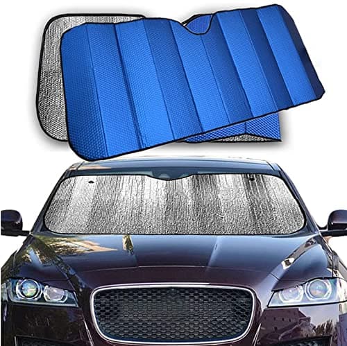 LEIVESTE-Parasole Auto Parabrezza, Parasole Per Auto Interno Pieghevole Con Elastici e Ventose, Coprisole Auto Contro i Raggi UV, Parasole Parabrezza,Parasole per Macchina (Medium)