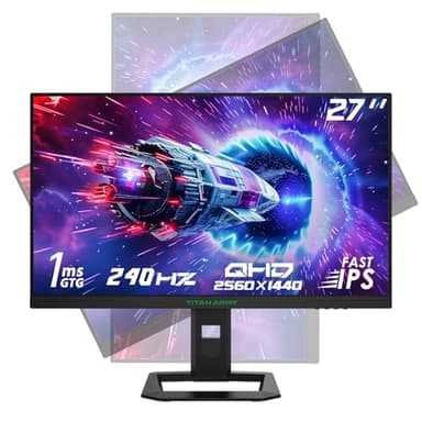 TITAN ARMY 27" Monitor Gaming 240Hz 2K, FAST IPS, QHD 2560 x 1440p Vertical Monitor, 1ms GTG, HDR400 134% sRGB, FreeSync y G-sync Monitor de Computer, Cuidado de Los Ojos, VESA, DP, HDMI, P2710S