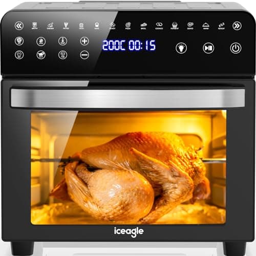 Iceagle Friggitrice ad Aria 15 Litri - 13 in 1 Forno Air Fryer XXL 2200 W Double Résistance, Friggitrice Senza Olio, Touch Screen, Timer e Temperatura Regolabili, Essiccatore e Funzione Fai da te