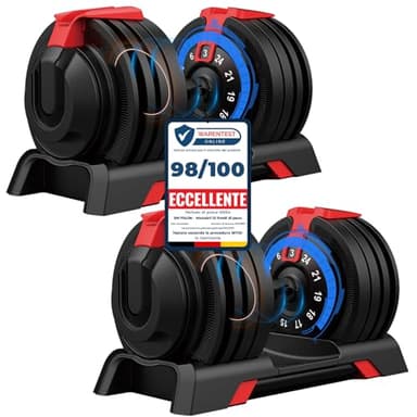 DH FitLife 24kg Manubri Regolabili da 3 a 24 kg con 12 Livelli di Peso, Set di Manubri con Piastre di Peso, Manubri Corti Regolabili, Pesi Variabili 12 in 1 (2 Pezzo - 24KG X 2)