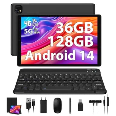 PIXPEAK Tablet 10 pollici 4G lte e 5G WiFi, Android 14.0 Octa-Core 2.0GHz, 36GB RAM, 128GB ROM (1TB Espandibile), INCELL 1920 * 1200, 13MP+8MP, Tablet in offerta con Tastiera etc, GPS/Bluetooth, Nero