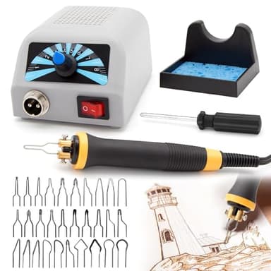 Luriseminger Macchina per Pirografia, 60W Pirografo per Legno Professionale con 30pcs Teste di Penna, Temperatura Regolabile 100-800 ℃ Pirografia Legna per Legno, Zucca, Bambù
