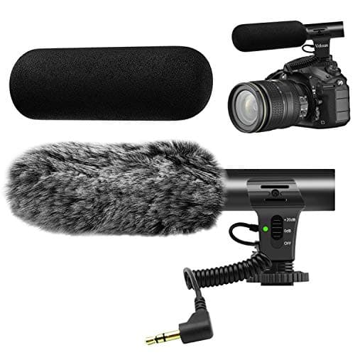 tikysky Microfono per fotocamera, M-1 microfono video per DSLR Intervista Shotgun Mic per Canon Nikon Sony Fuji Videomic con parabrezza jack da 3,5 mm