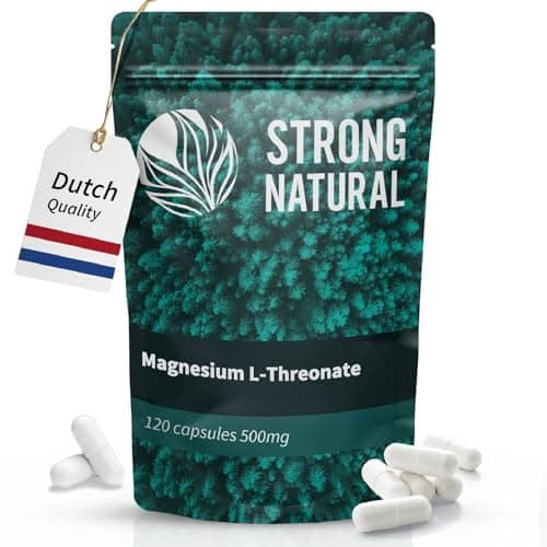 Strong Natural - Magnesio L-treonato 120 capsule - Alto dosaggio da 500 mg per capsula, 2000 mg dose giornaliera - 100% naturale, testato in laboratorio, biodisponibilità ottimale, supporta la memoria