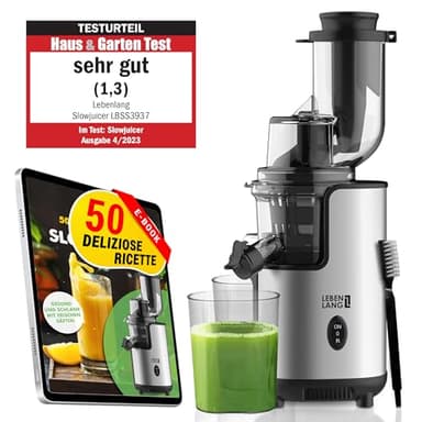LEBENLANG Estrattore lento - Acciaio Inossidabile & Senza BPA I Estrattore Frutta e Verdura Estrattore Succo Centrifuga Frutta Verdura I Estrattore Succo a Freddo Estrattore Frutta e Verdura a Freddo