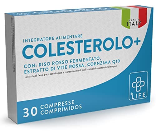 COLESTEROLO Integratore Con Riso Rosso Fermentato, Fieno Greco E Coenzima Q10 Piulife® 30 Compresse Concentrazione Di Monacolina K, Estratto Di Vite Rossa, Vit B12, Colest Astuccio