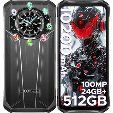 DOOGEE S119 Rugged Smartphone 2025, 512GB+24GB Telefono Indistruttibile, 10200mAh/33W, 1.32" IPS Rear Display, 6.58” FHD+ Cellulare Antiurto, 100MP+24MP Visione Notturnam, Android 14, NFC/4G Dual SIM
