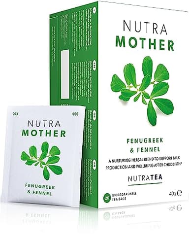 Nutratea Tè per L'allattamento - Essenziale per le Neo Mamme - Include Fieno Greco, Finocchio e Foglie di Lampone - 20 Bustine