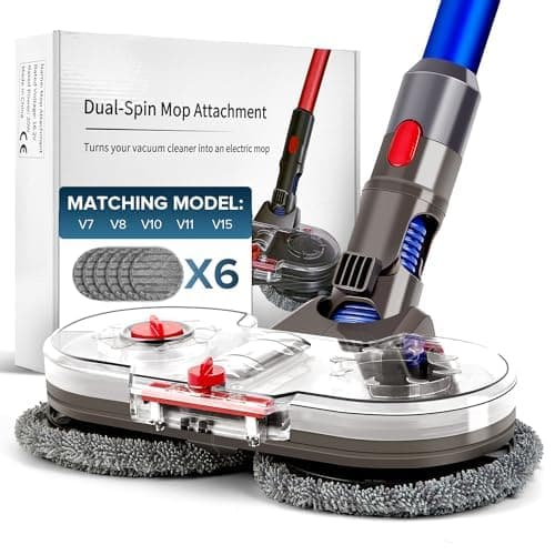 Testa di Panni Rotanti Elettrico Compatibile con Dyson V7/V8/V10/V11/V15, Lavapavimenti con 1 Serbatoio dell'acqua Rimovibile e 6 Panni Lavabili
