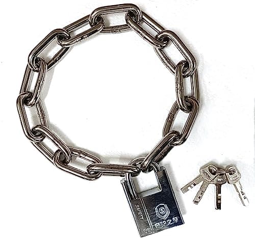 WANLIAN Catena di sicurezza e kit di blocco - Lucchetti a catena per bici, ideali per motocicli, biciclette, recinzioni, cancelli, porte in vetro, serrature a catena di sicurezza
