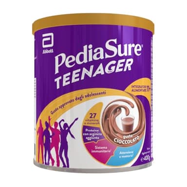 PediaSure Teenager, Integratore per Adolescenti Multivitaminico con Vitamine, Minerali, Proteine, per Difese Immunitarie, Sviluppo Ossa, Attenzione e Memoria, Benessere Della Pelle, 400 g, Cioccolato